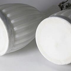 Pair of Contemporary Milk Glass Lamps on Marble Bases