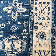 Hand Knotted Wool Blue Peshawar Oriental Carpet