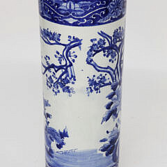 Chinese Blue and White Landscape Decorated Porcelain Umbrella Stand, 19th Century