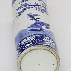 Chinese Blue and White Landscape Decorated Porcelain Umbrella Stand, 19th Century