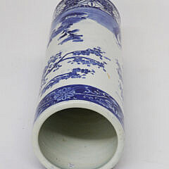 Chinese Blue and White Landscape Decorated Porcelain Umbrella Stand, 19th Century