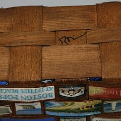 Vintage Folk Art Nantucket Decoupage Splint Basket Purse