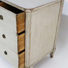 Swedish Gustavian Lime Washed Three Drawer Chest, 19th Century