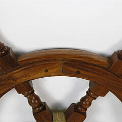 6-Spoke Mahogany Ship’s Wheel with Brass Hub, Contemporary