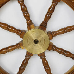 8-Spoke Mahogany Ship’s Wheel with Brass Hub, Contemporary