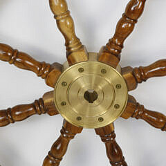 8-Spoke Mahogany Ship’s Wheel with Brass Hub, Contemporary