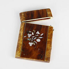 19th Century Mother of Pearl Inlaid Tortoiseshell Card Case