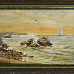 1760-54 Oil on Board Rocky Coastal Seascape A_MG_7463