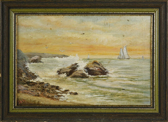 1760-54 Oil on Board Rocky Coastal Seascape A_MG_7463