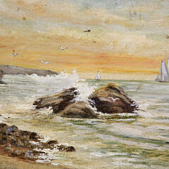 Oil on Board “Rocky Coastal Seascape”, 19th Century