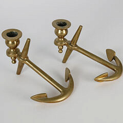 1784-54 Pair of Brass Anchor Candlesticks A_MG_7526