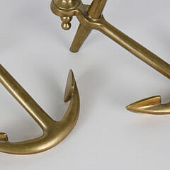 Pair of Tabletop Brass Anchor Candlesticks