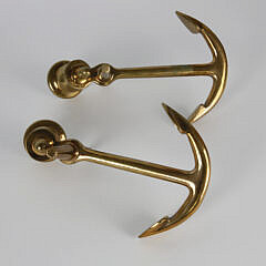 Pair of Tabletop Brass Anchor Candlesticks