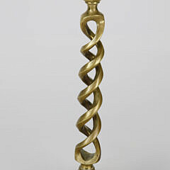 Pair of Vintage Brass Twisted Column Candlesticks on Round Dish Base