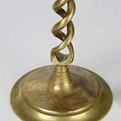 Pair of Vintage Brass Twisted Column Candlesticks on Round Dish Base