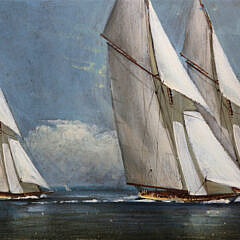 Peter Layne Arguimbau Oil on Board “The Yacht Race”