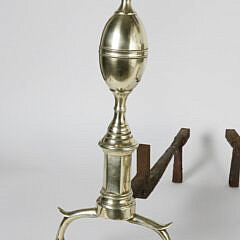 Pair of Brass Double Lemon Top Andirons, 19th Century