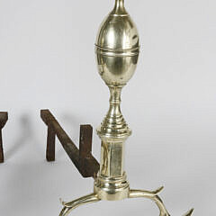 Pair of Brass Double Lemon Top Andirons, 19th Century