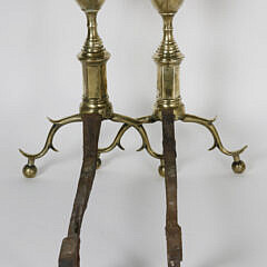 Pair of Brass Double Lemon Top Andirons, 19th Century