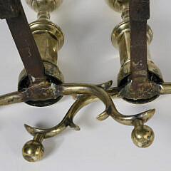 Pair of Brass Double Lemon Top Andirons, 19th Century