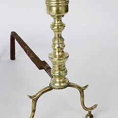 Pair of Multi-Turned Brass Andirons, 19th Century