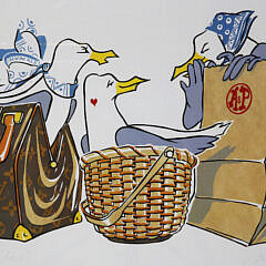 George Davis Color Lithograph “The Bag Ladies”