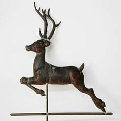 Vintage Full Bodied Copper Leaping Buck Weathervane