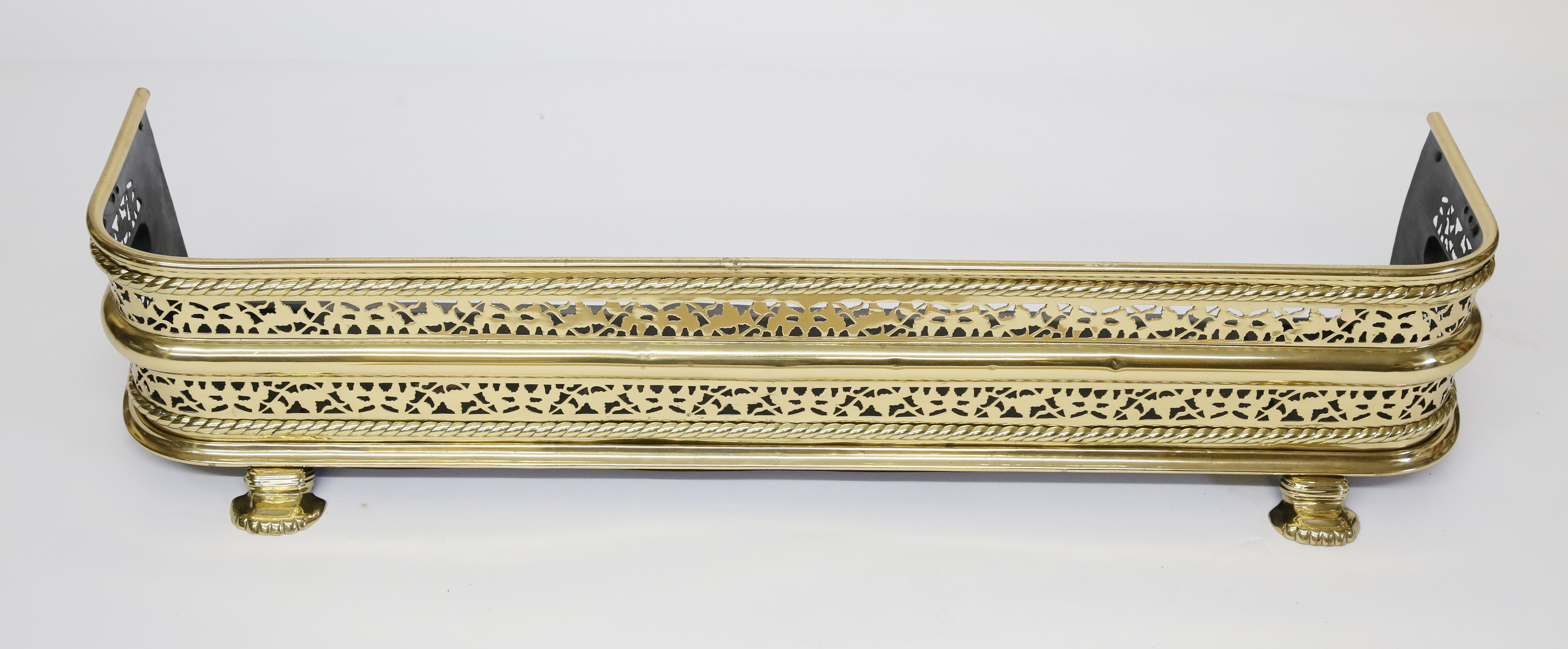 Pierced Brass Fireplace Fender Pierced Brass Fireplace Fender, 19th