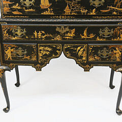 Queen Anne Style Chinoisserie Decorated Flat Top Highboy, late 19th Century