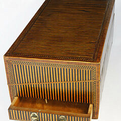 English Ebony, Rosewood and Satinwood Inlaid Traveling Lapdesk, circa 1850