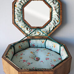 Antique Inlaid Lift Top Octagonal Traveling Vanity Box