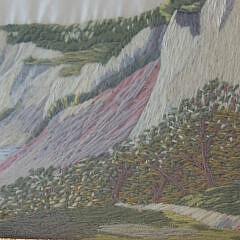 19th Century Coastal Woolwork Embroidery on Silk