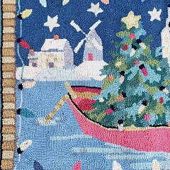 Vintage Claire Murray, “Nantucket Noel” Hooked Rug