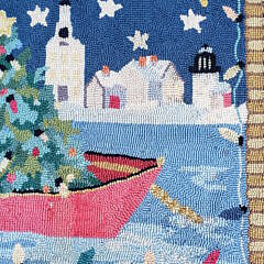 Vintage Claire Murray, “Nantucket Noel” Hooked Rug