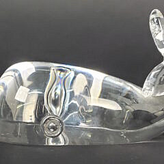 Signed Steuben Clear Crystal Figural Sperm Whale Sculpture