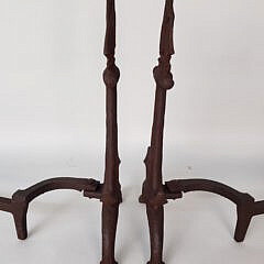 Pair of Vintage Cast Iron Anchor and Clipper Ship Figural Andirons