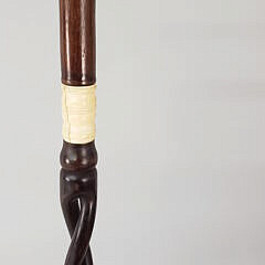 Antique Whalebone and Open Twist Rosewood Cane