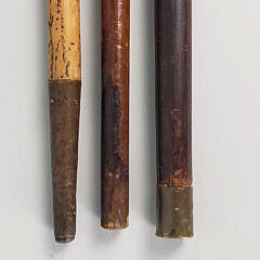 Three Antique Whalebone Knob Walking Sticks