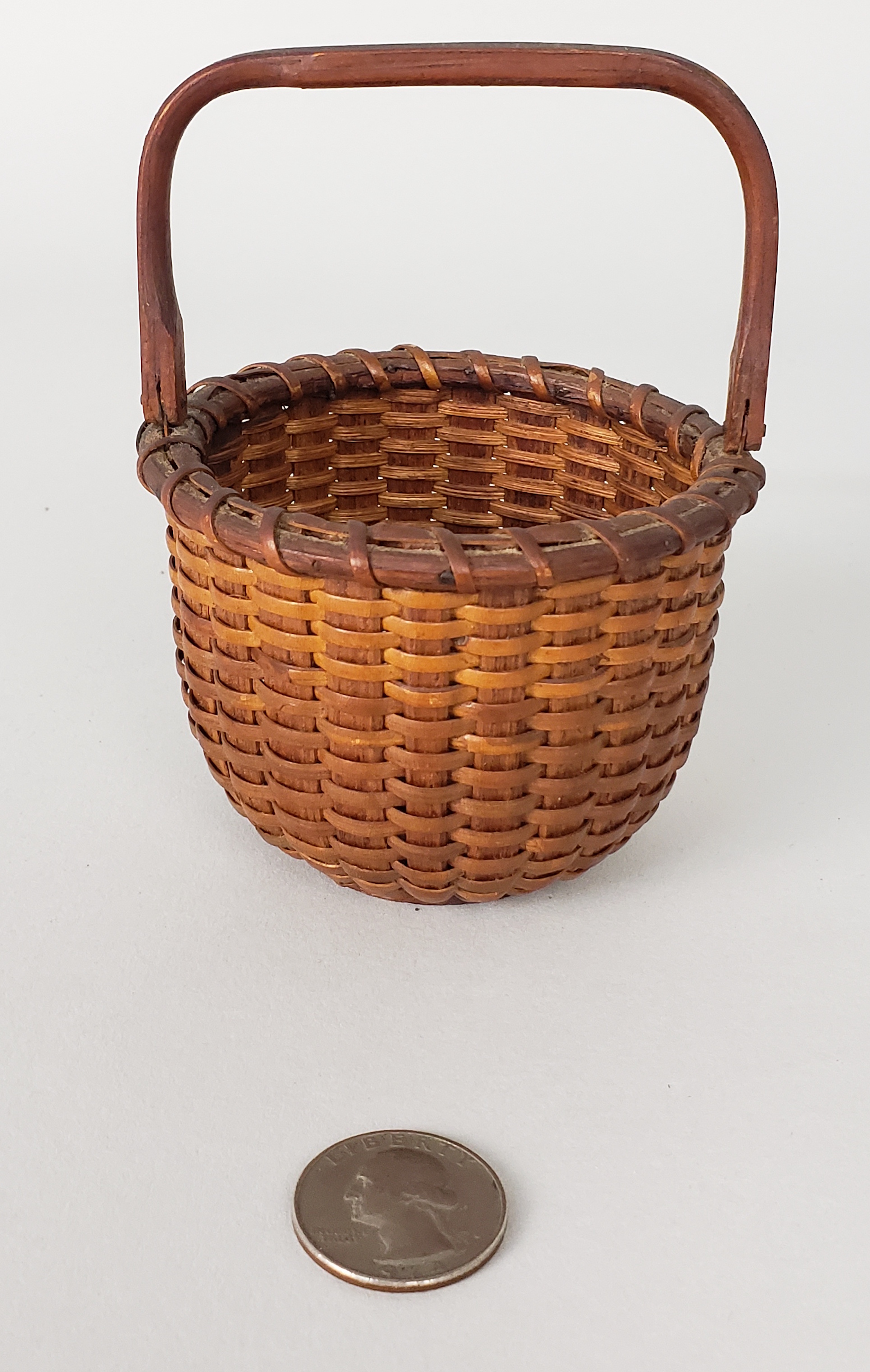 Antique Nantucket Basket Miniature Fine Antique Nantucket Swing