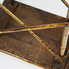 French Bamboo Table with Lacquered Floral Decorated Surface