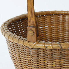 Jose Formoso Reyes Round Open Swing Handle Basket, circa 1950s