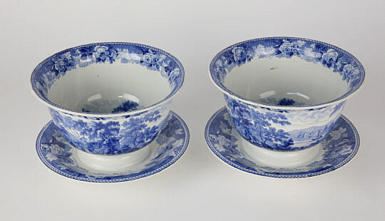 30-5041 Blue and White Transferware Bowls with Underplates A_MG_8275