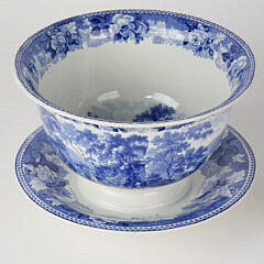 Pair of Antique Blue and White Transferware Bowls with Underplates