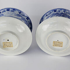 Pair of Antique Blue and White Transferware Bowls with Underplates