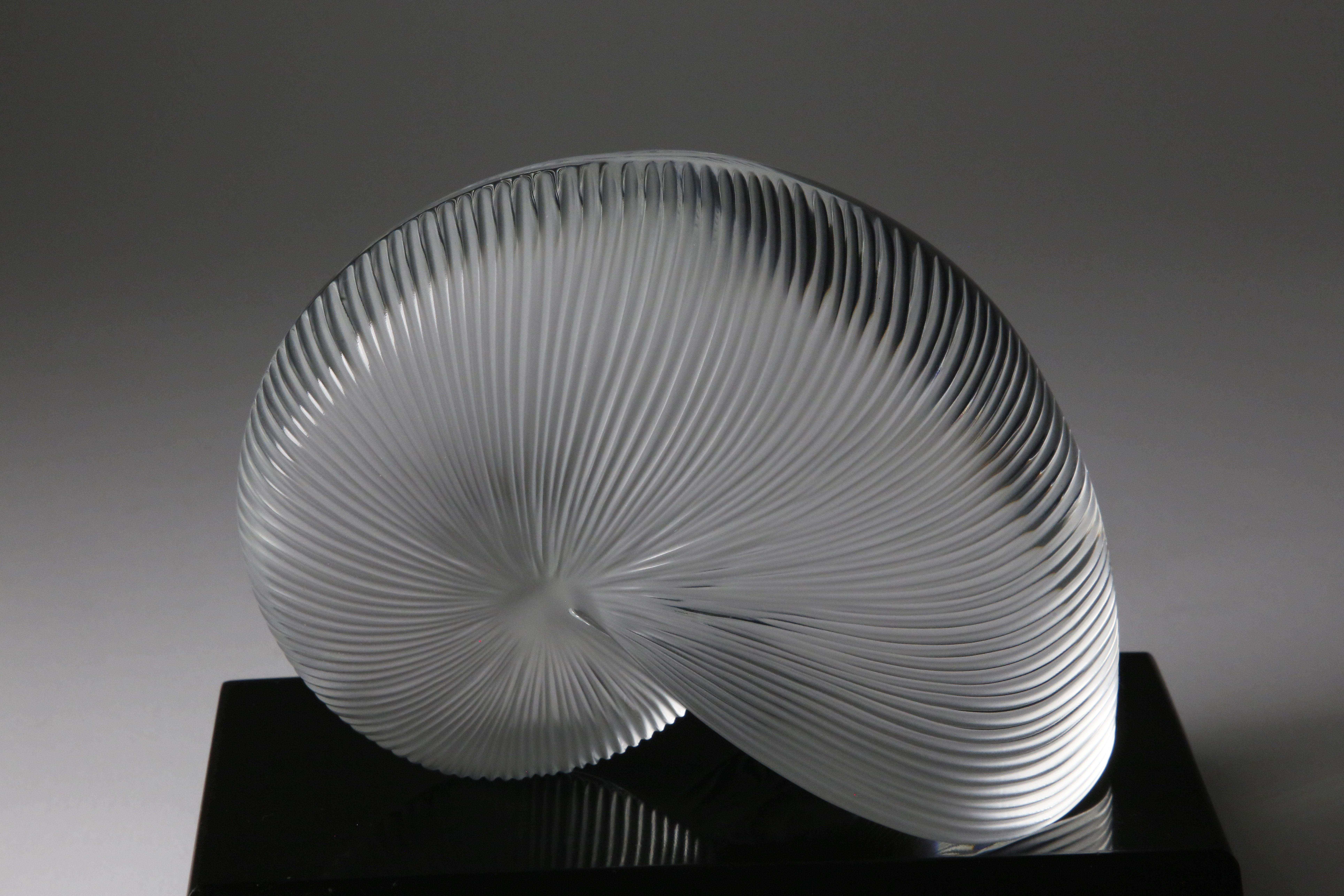 Signed Baccarat Crystal Nautilus Shell on Stand - Signed Baccarat 