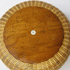 Janet L. Carreau Round Covered Nantucket Basket with Swing Handle