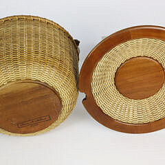 Harry Hilbert Round Nantucket Swing Handle Basket with Pagoda Shaped Lid