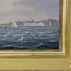 William R. Davis Oil on Canvas “#5 Catboat Sailing in the Harbor”