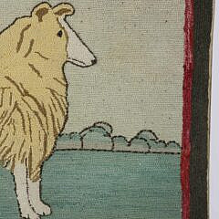 Vintage Hooked Rug Portrait of a Collie