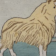 Vintage Hooked Rug Portrait of a Collie